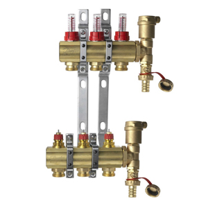 Коллекторы Danfoss FHF-3F set для 3 контуров, с преднастройкой и расходомерами, в комплекте с двумя автоматическими воздухоотводчиками и кронштейнами, арт. 088U0723 