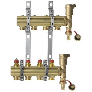 Коллекторы Danfoss FHF-4 set для 4 контуров, с преднастройкой, в комплекте с двумя автоматическими воздухоотводчиками и кронштейнами, арт. 088U0704