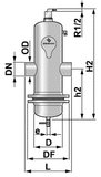 Сепаратор микропузырьков и шлама Spirocombi /разъемный корпус/сварка/ сталь 37, артикул BD050L (Spirovent)