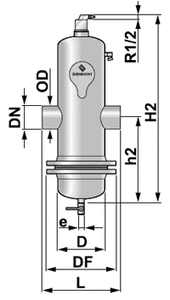 Сепаратор микропузырьков и шлама Spirocombi /разъемный корпус/сварка/ сталь 37, артикул BD065F (Spirovent)
