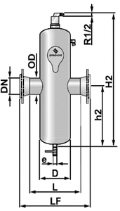 Сепаратор микропузырьков и шлама Spirocombi /фланцевое соединение/ сталь 37, артикул BC150F (Spirovent)