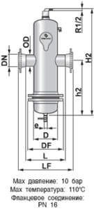 Сепаратор микропузырьков и шлама Spirocombi Hi-flow /разъемный корпус /фланцевое соединение/ сталь 37, артикул HD050F (Spirovent)