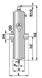 Сепаратор микропузырьков и шлама Spirocombi Hi-flow /сварка/ сталь 37 ,артикул HC100F (Spirovent)