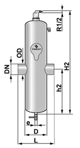 Сепаратор микропузырьков и шлама Spirocombi Hi-flow /сварка/ сталь 37, артикул HC150L (Spirovent)