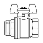 "Optibal" шар. кран, маховик из алюминия Ду15, G 1/2"ВР, G 1/2"НР, PN20, PN16, латунь Артикул №: 1076304