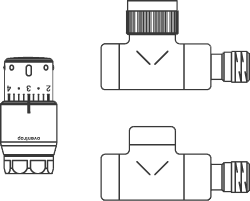 Присоединительный набор, хромированный, "E/UniSH" Ду 15, включая проходной термостатный вентиль Артикул №: 1164152