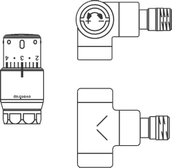 Присоединительный набор, хромированный, "E/UniSH" угловой трехосевой термостатический вентиль, левое присоединение Артикул №: 1164352